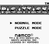 Pac-Attack title screen for GameBoy